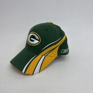 NFL Green Bay Packers Hat Cap Strap Back Reebok Authentic Men Green Yellow